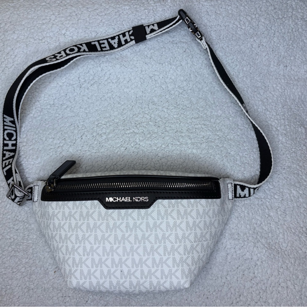 Michael Kors Monogrammed White and Black Pouch